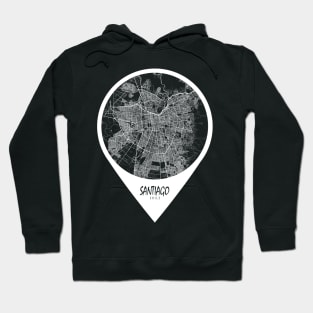 Santiago, Chile City Map - Travel Pin Hoodie